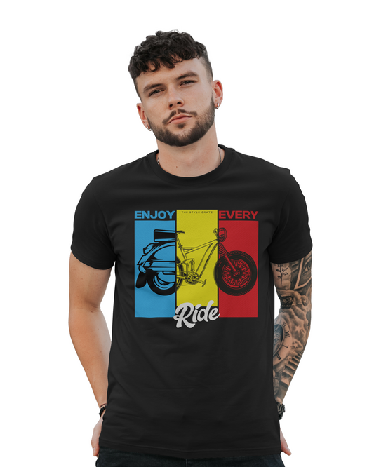 The Style Crate Enjoy Every Ride Men's Printed Round Neck Half Sleeve T-Shirt